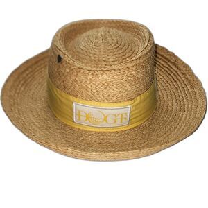 Kate Lord DOGT Straw Woven Golf Hat Yellow Band w/ Bow Size S/M